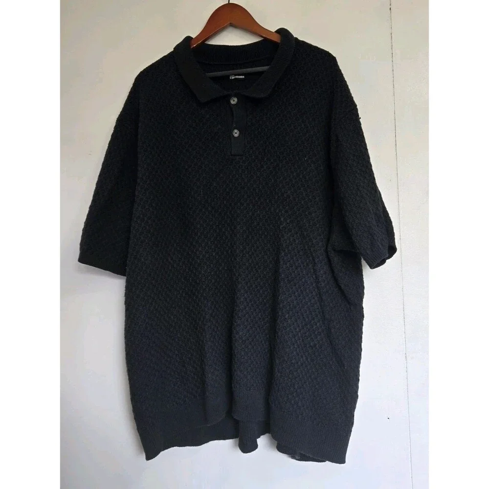 Common People Polo Mens 3XL Black Knit Sweater Cotton Short Sleeve Casual Preppy